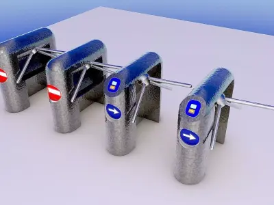 Terminal three traffic barriers 3D model