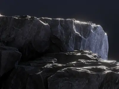 Rock Cliff Assembly Asset for Concept Art 3D model