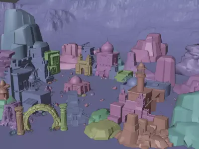 Desert Oasis Village Low-poly 3D model