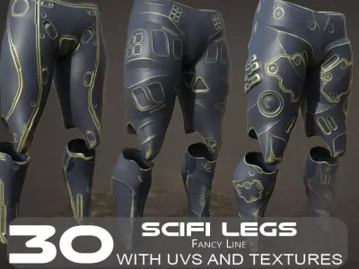 30 SCIFI LEGS with 4k Textures and UVS for ALL Softwares  Low-poly 3D model