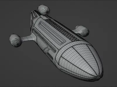 Starship rocket ship flying in sky Low-poly 3D model