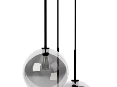 Sculptural Light Chandelier Dark Bronze Clear Glass Globe Mixed Low-poly 3D model