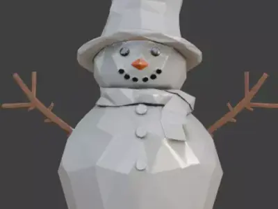 Low Poly Stylized Snowman 3D Model Low-poly 3D model
