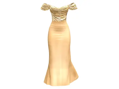 Off Shoulder Mermaid Tail Gown Low-poly 3D model