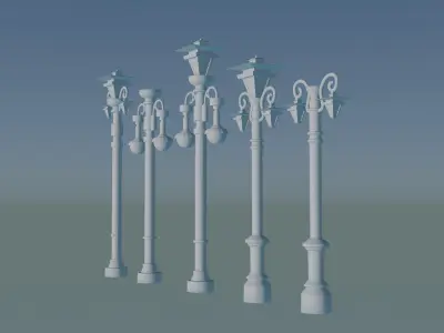 Street lights lamp post 3D print model
