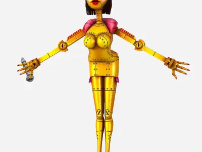 Golden Musical Robot Drone - Babe G1 Low-poly 3D model