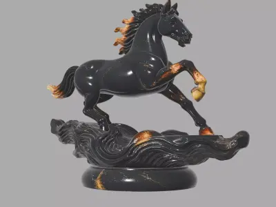 Galloping Marble Horse Sculpture 3D model