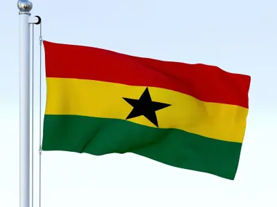 Animated Ghana Flag Low-poly 3D model