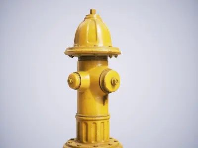 Hydrant Yellow Low-poly 3D model