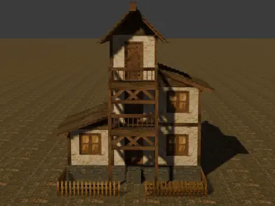 Medieval house eleven 3 Low-poly 3D model