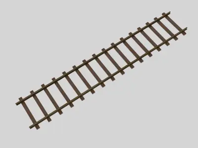 Railroad Track - Broad Gauge - Tileable Low-poly 3D model