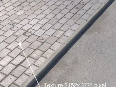 pavement sidewalk tiles Low-poly 3D model