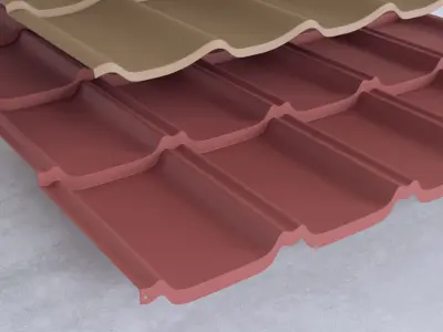 Tiling different colored tile roofs 3D model