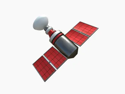 Satellite D04 Steel Red - SciFi Space Design Low-poly 3D model