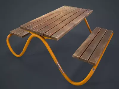 HVILAN picnic table PBR Game Ready Low-poly 3D model Low-poly 3D model