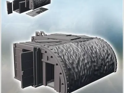 Concave container arrangement with camouflage protection and mul 3D print model