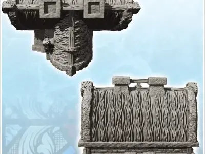 Medieval thatched house with raised door and access stairs 5 - M 3D print model