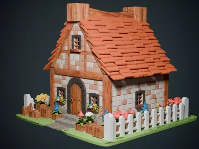 Medieval Cottage Low-poly 3D model