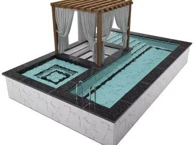 Swimming pool with gazebo  3D model