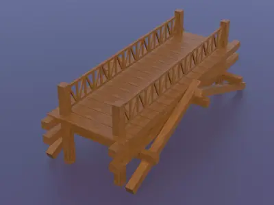 low poly wooden bridge  for forest environment  Free low-poly 3D model