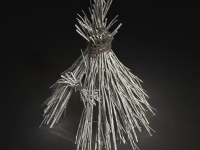 Next Gen AAA Forest Shelter Hut made of sticks Low-poly 3D model