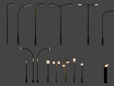 Street Lamps Low-poly 3D model