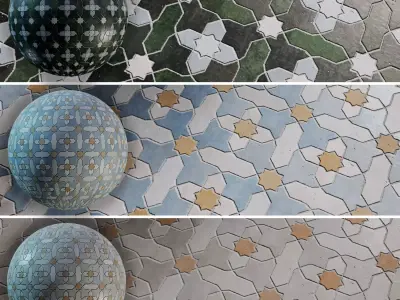 Tile Moroccan Zellige Mosaic Set 01 Texture