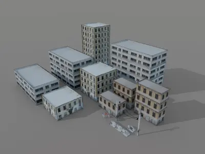 Old Building Full Pack Low-poly 3D model