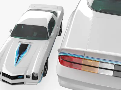  Chevrolet Camaro Z28 Retro Sports Car White Rigged for Cinema 4D 