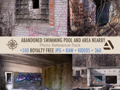 ABANDONED SWIMMING POOL AND AREA NEARBY and graffiti  Texture