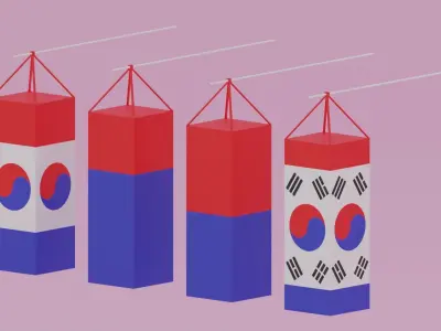 Korean Lanterns Collection Low-poly 3D model
