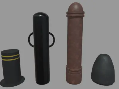 Bollards 03 04 05 06 Low-poly 3D model