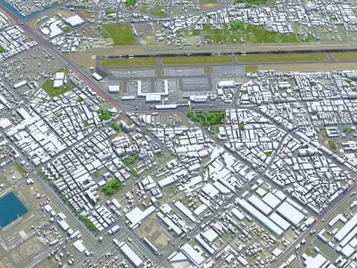 Kaohsiung Airport 10km Low-poly 3D model