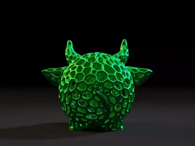 Bull in the form of a ball Voronoi 3D print model