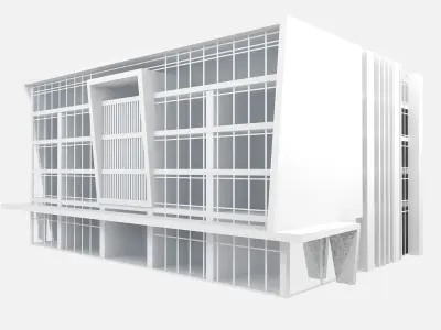 building low poly 8 modern office Low-poly 3D model