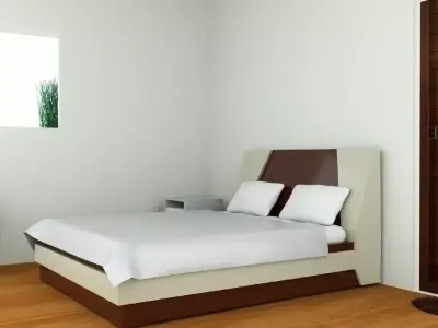 Bedroom with walls and wooden floors Free low-poly 3D model