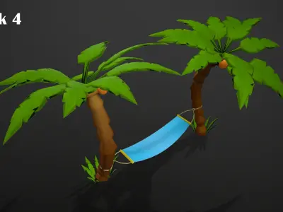 BEACH ASSETS Low-poly 3D model