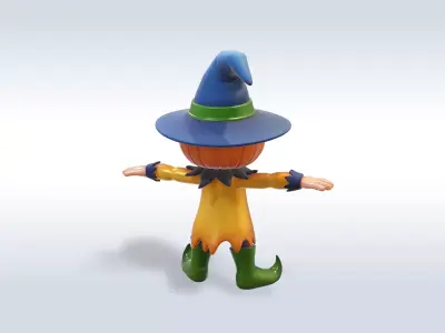 Cheerful Pumpkin Boy Halloween Character 3D model shop