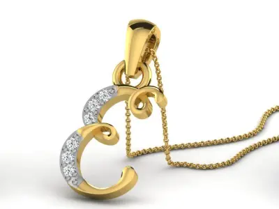 Pendants Collection letter e pendant with diamonds 3D print model