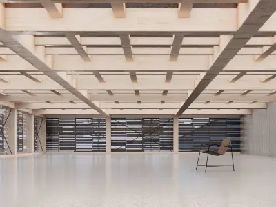 Modern Wooden Production Facility 3D model