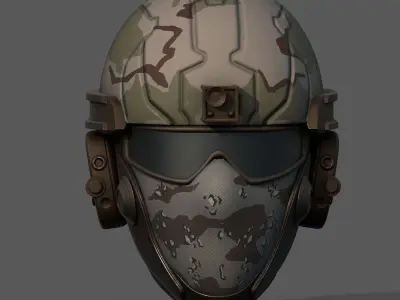 Helmet scifi military combat 3d futuristic technology  Low-poly 3D model