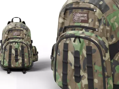 Adventure Awaits - Realistic Camouflage Backpack 3D model