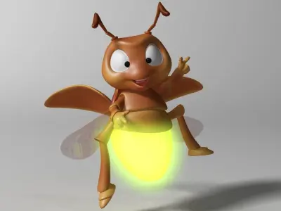 Cartoon Firefly RIGGED Low-poly 3D model