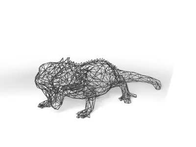 Iguana Wireframe Low-poly 3D model