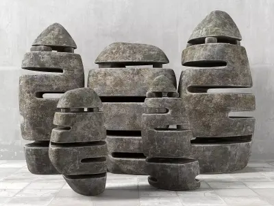 Stone street light decor 3D model