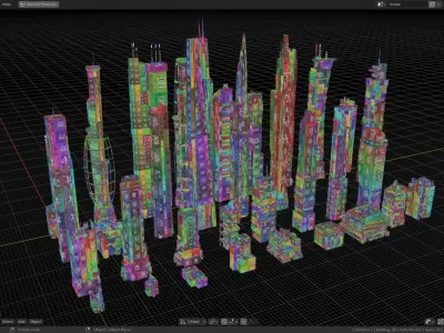 35 Futuristic Buildings VOL 1 Low-poly 3D model