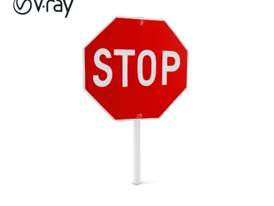 Realistic Stop Sign D Model Pack Low-poly 3D model