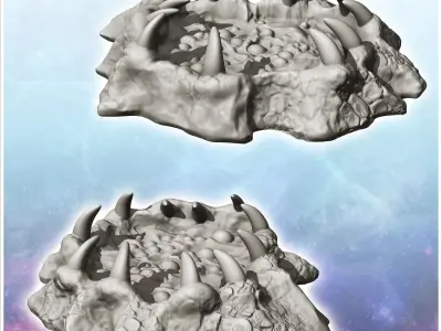 Acid puddle with alien creature with teeth 8 - Future Sci-Fi SF  3D print model