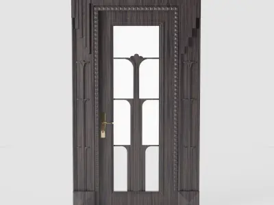 3D Door wooden in style of art deco Low-poly 3D model