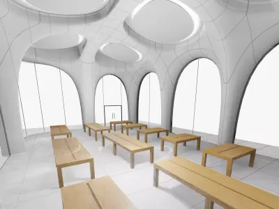 Modern stylish transparent store building 3D model